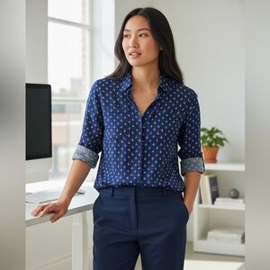 Express portofino Navy Anchor Print Button Down Shirt size S